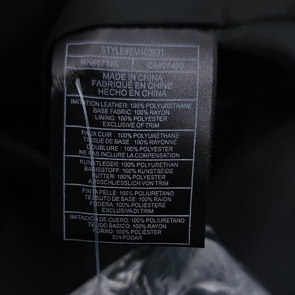 STEVE MADDEN Faux-Leather Frida Smocked Waist Jacket Black Size Medium - Picture 9 of 10